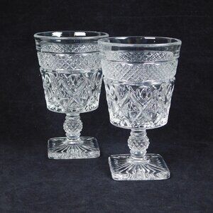 Imperial Glass Cape Cod Clear Low Water Goblet Vintage MCM Footed Stemmed 5.5"